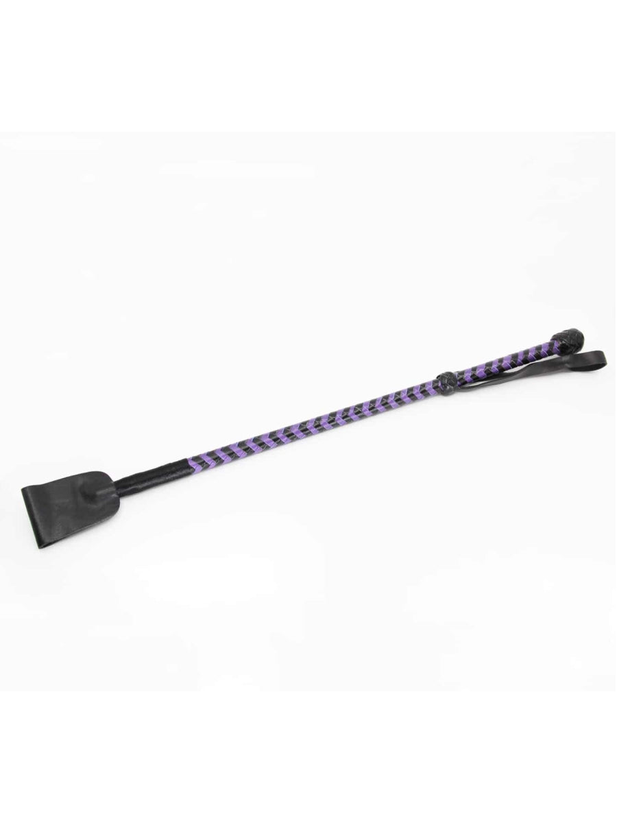 Love In Leather Braided Riding Crop Black-Purple