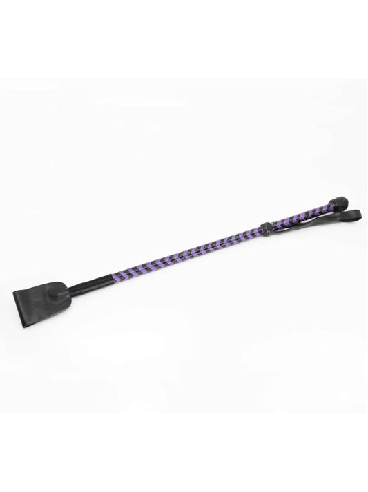 Love In Leather Braided Riding Crop Black-Purple