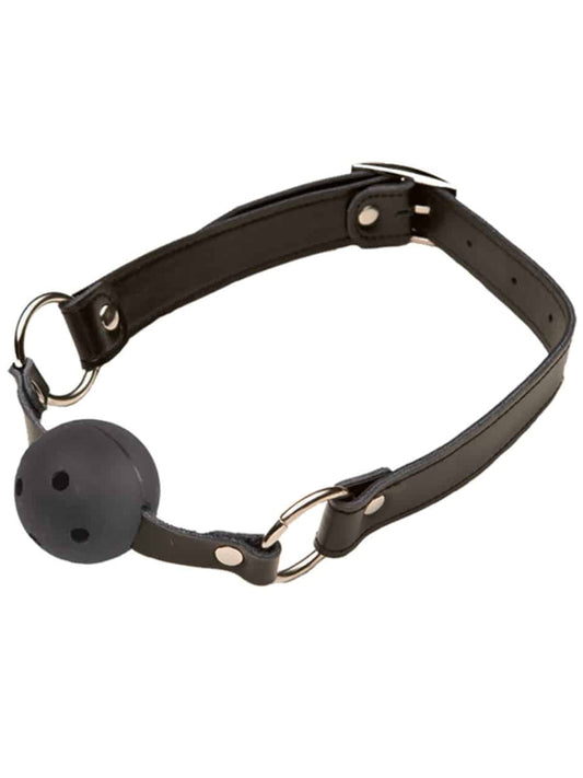 Love In Leather Breathable Ball Gag Black