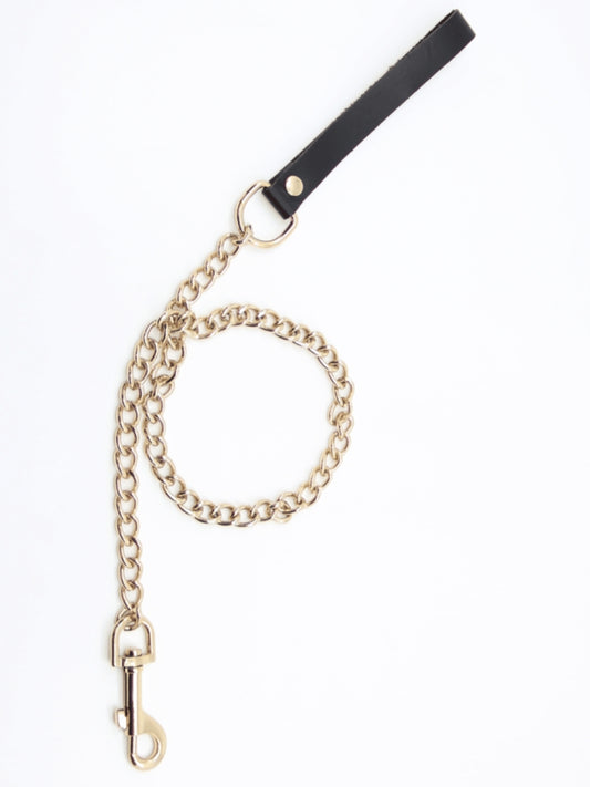 Love In Leather Chain Leash Black/Gold