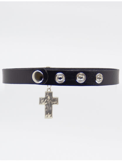 Love In Leather Choker with Cross Pendant
