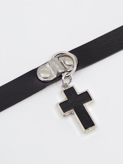 Love In Leather Choker with Cross Pendant