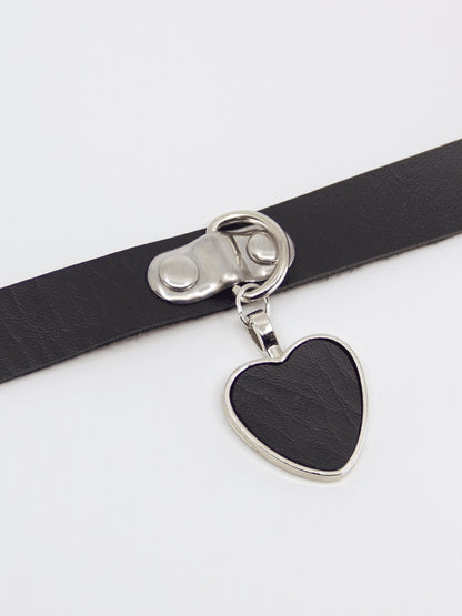 Love In Leather Choker with Heart Pendant