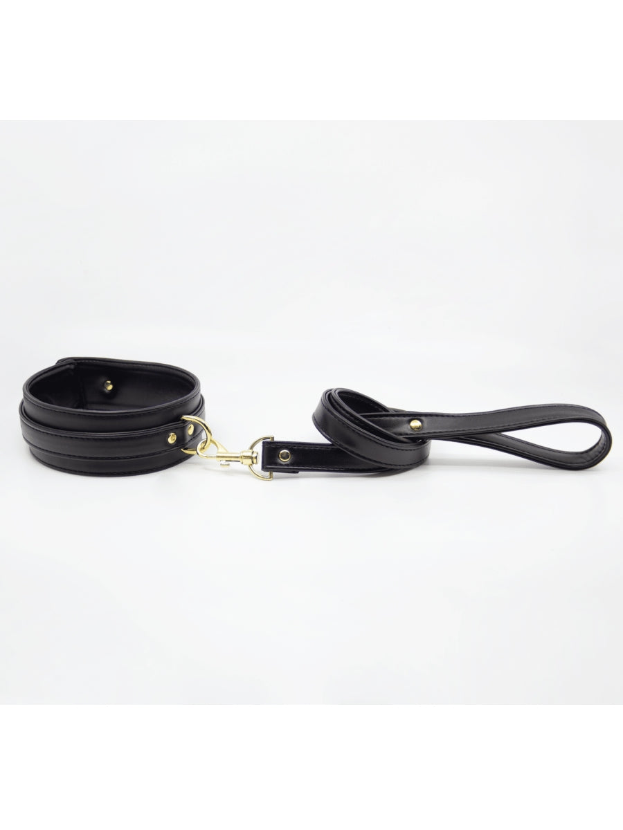Love In Leather Faux Leather Collar & Lead Black