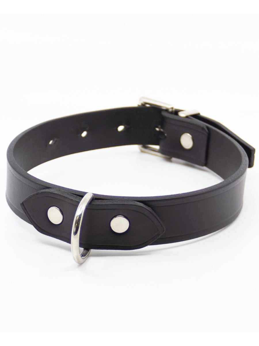 Love In Leather D Ring Leather Collar Black
