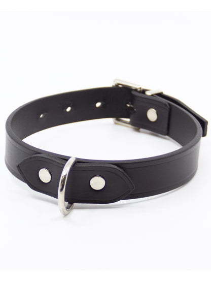 Love In Leather D Ring Leather Collar Black