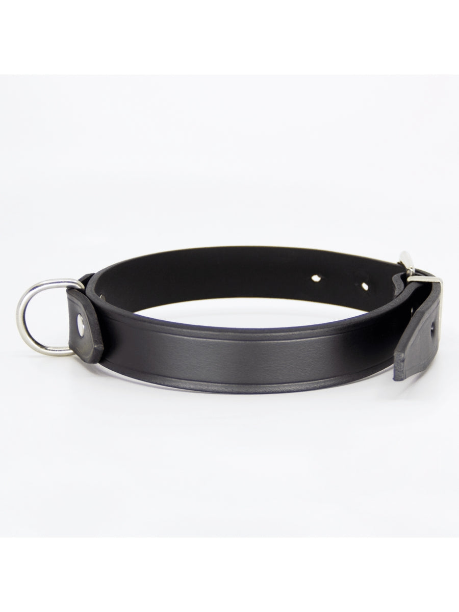 Love In Leather D Ring Leather Collar Black