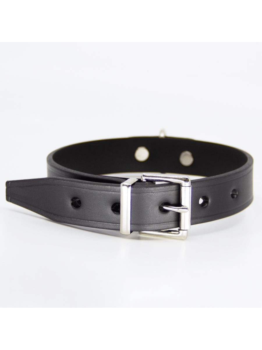Love In Leather D Ring Leather Collar Black