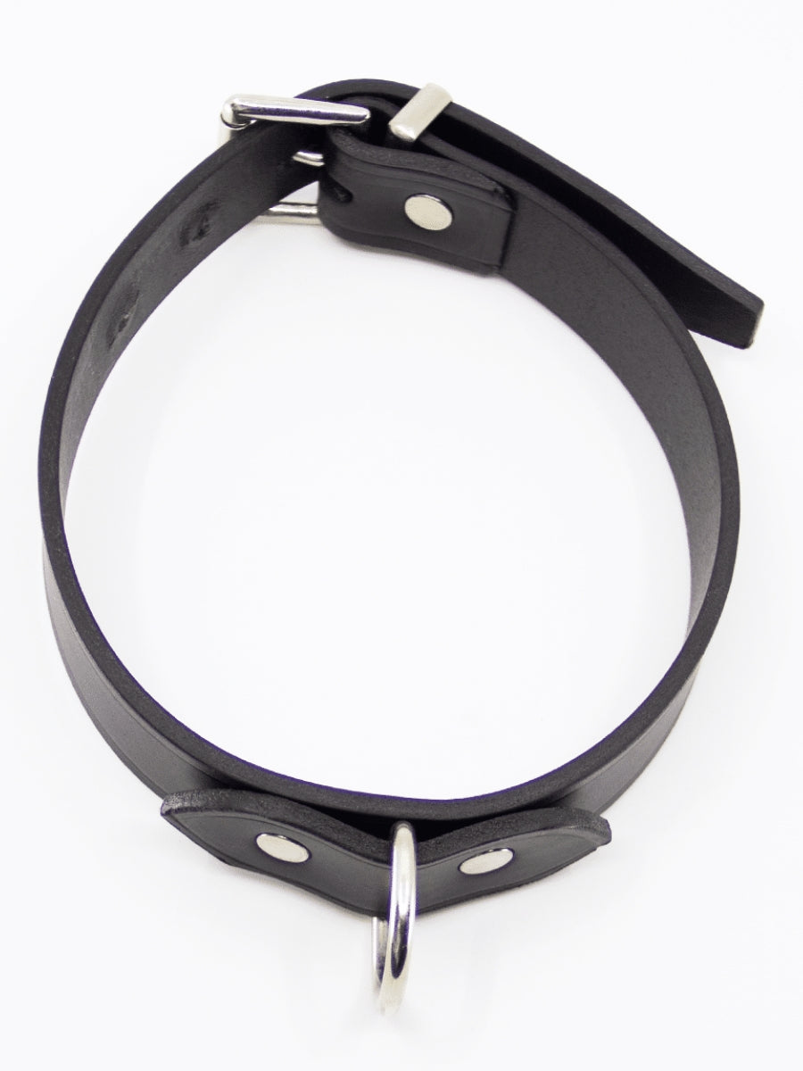 Love In Leather D Ring Leather Collar Black