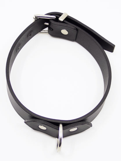 Love In Leather D Ring Leather Collar Black