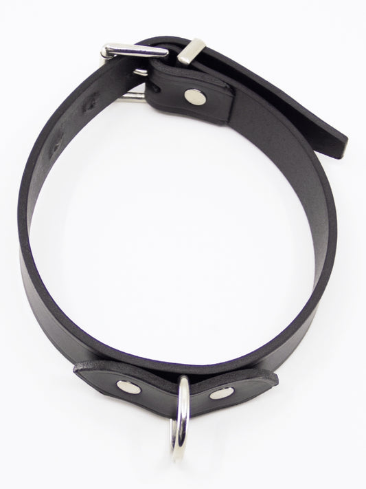Love In Leather D Ring Leather Collar Black