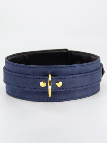 Love In Leather Faux Leather Collar & Lead Blue