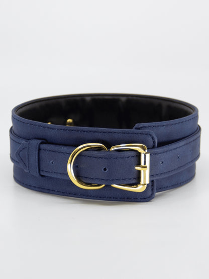 Love In Leather Faux Leather Collar & Lead Blue