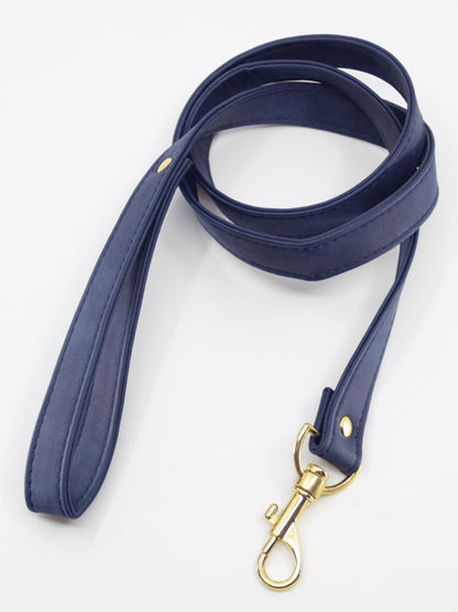 Love In Leather Faux Leather Collar & Lead Blue