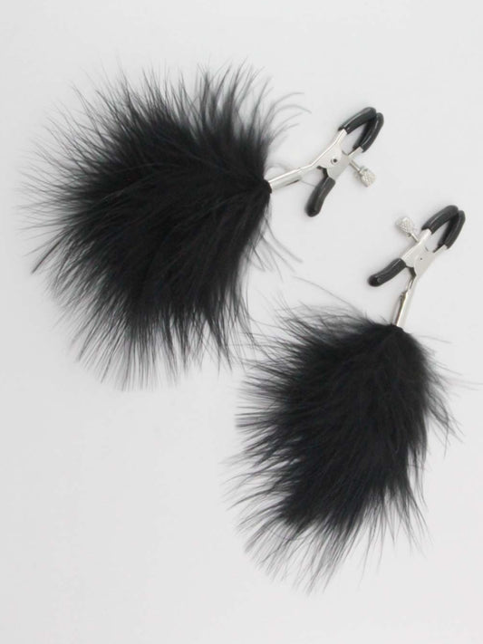 Love In Leather Feather Nipple Clamps Black