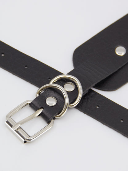 Love In Leather Locking Heart Collar Silver