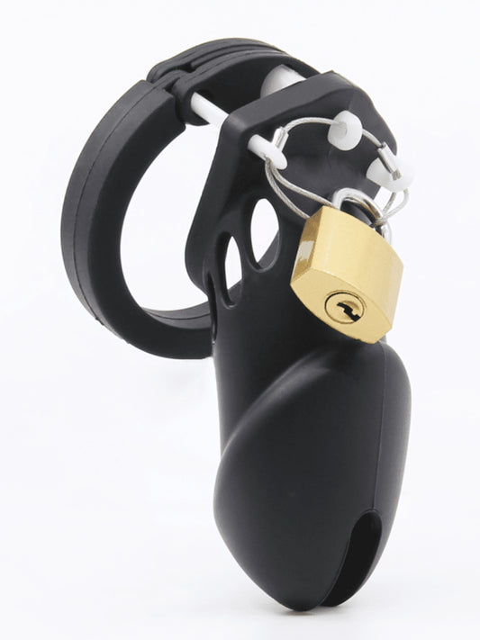 Love In Leather Long Silicone Cock Cage Black