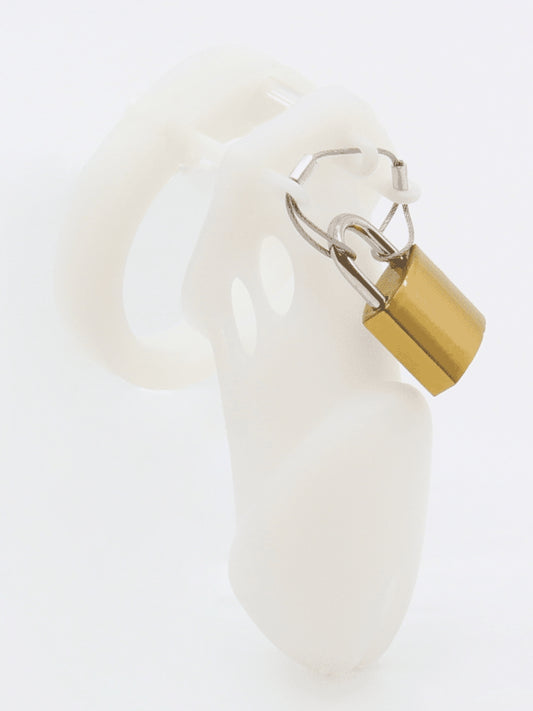 Love In Leather Long Silicone Cock Cage Milky White