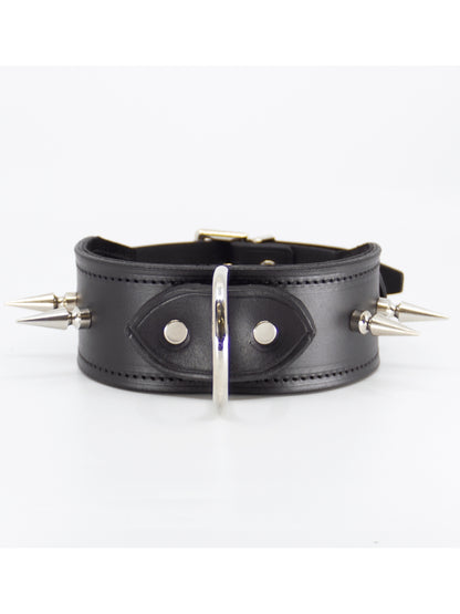 Love In Leather Long Spiked Collar