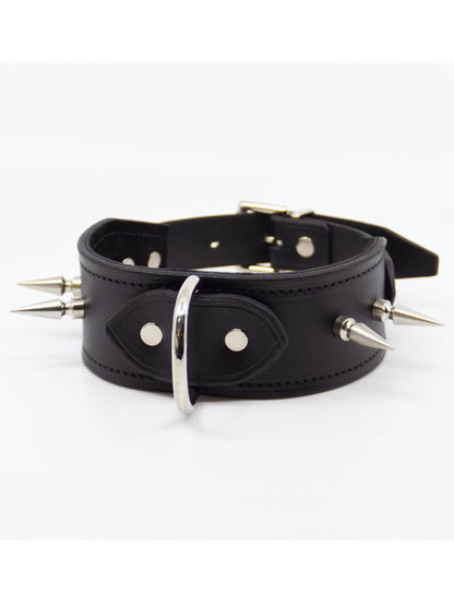 Love In Leather Long Spiked Collar