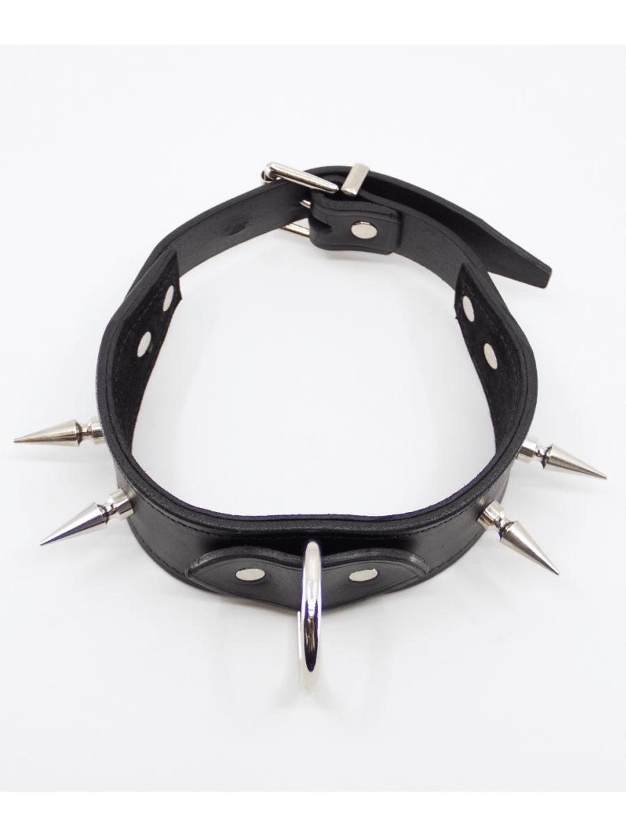 Love In Leather Long Spiked Collar