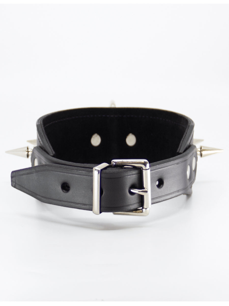 Love In Leather Long Spiked Collar