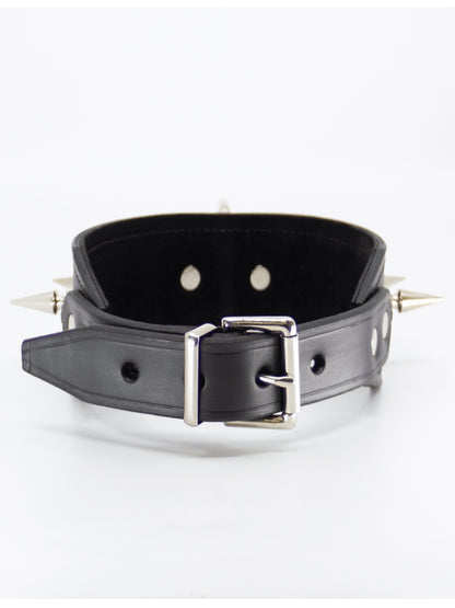 Love In Leather Long Spiked Collar