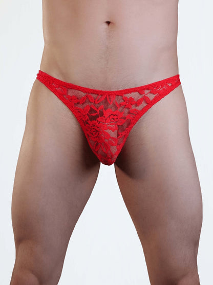 Love In Leather Mens Lace G-String Red S/M