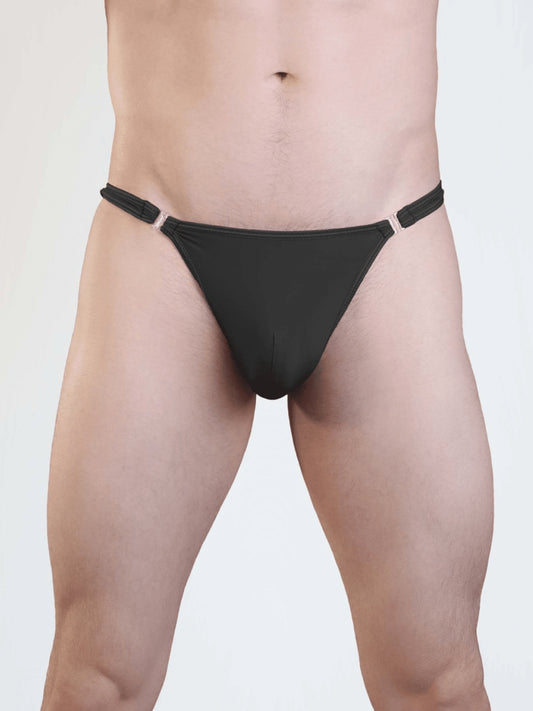 Love In Leather Mens Stripper Clip G-String Black L/XL