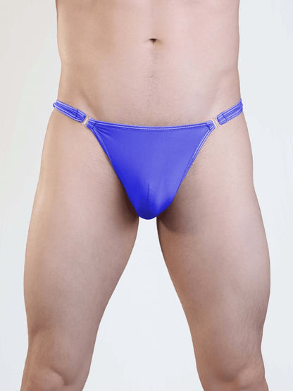 Love In Leather Mens Stripper Clip G-String Blue S/M