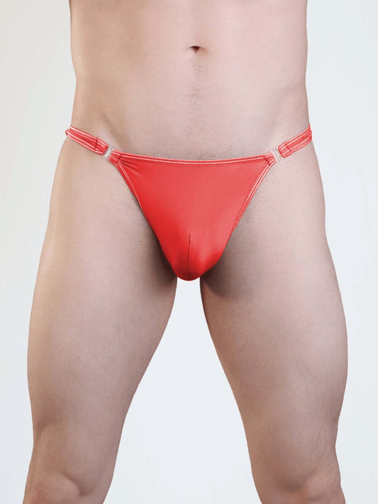 Love In Leather Mens Stripper Clip G-String Red L/XL