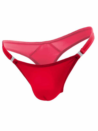 Love In Leather Mens Stripper Clip G-String Red L/XL