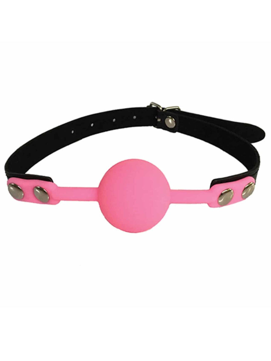 Love In Leather Pink Silicone Ball Gag