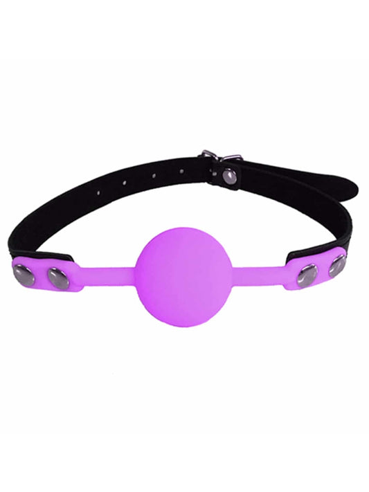 Love In Leather Purple Silicone Ball Gag