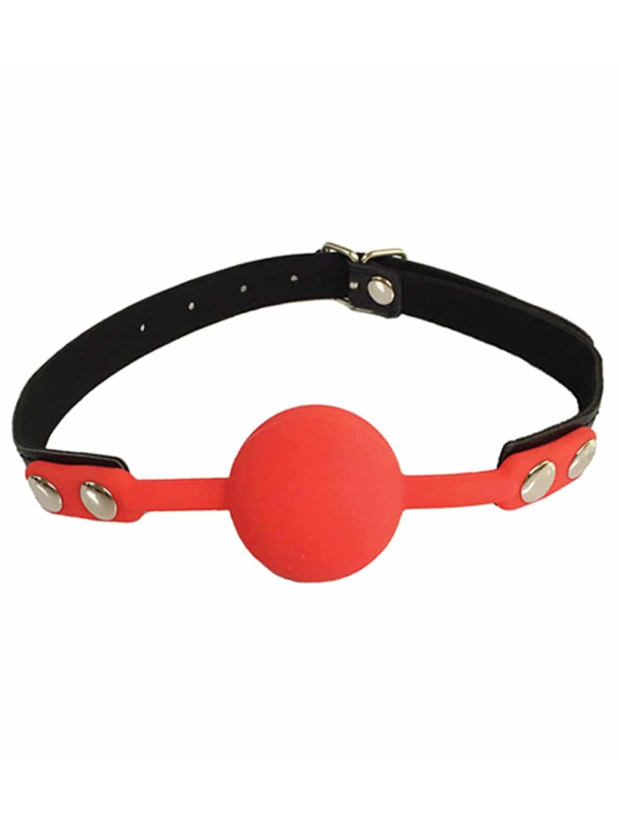 Love In Leather Red Silicone Ball Gag