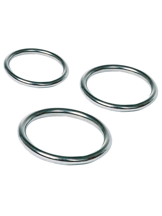 Love In Leather Large Steel Cockring 3 Pack