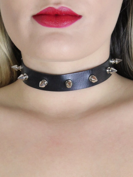 Love In Leather Spiked Faux Leather Choker