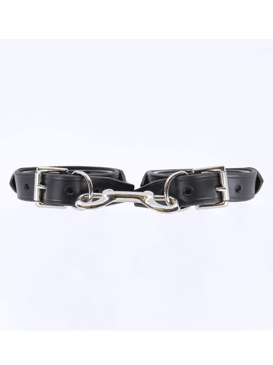 Love In Leather Spiked Leather Hand Cuffs Black-Silver