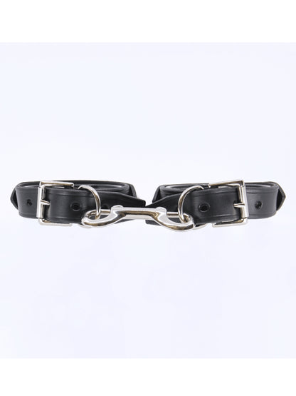 Love In Leather Spiked Leather Hand Cuffs Black-Silver