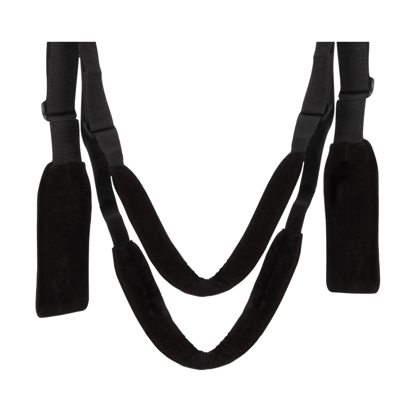 Close-up of padded lower support straps on swing
