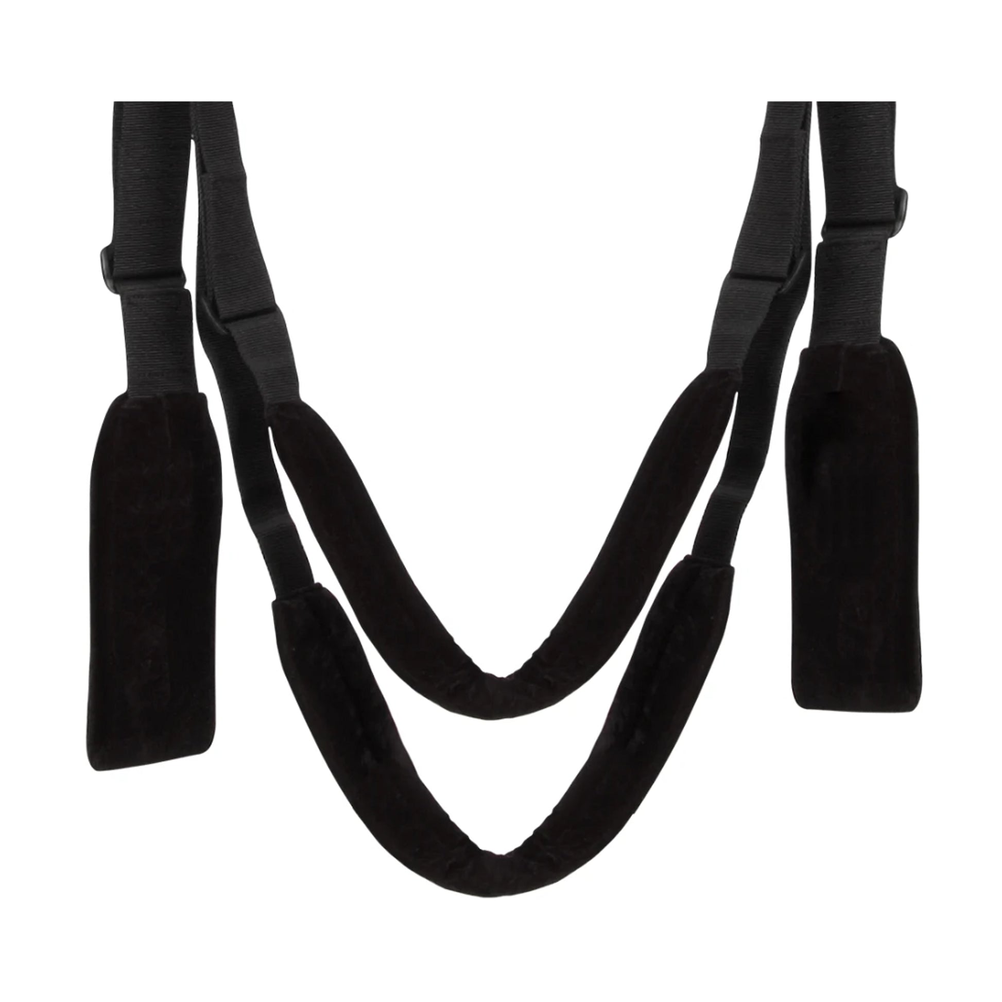 Close-up of padded lower support straps on swing