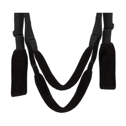 Close-up of padded lower support straps on swing