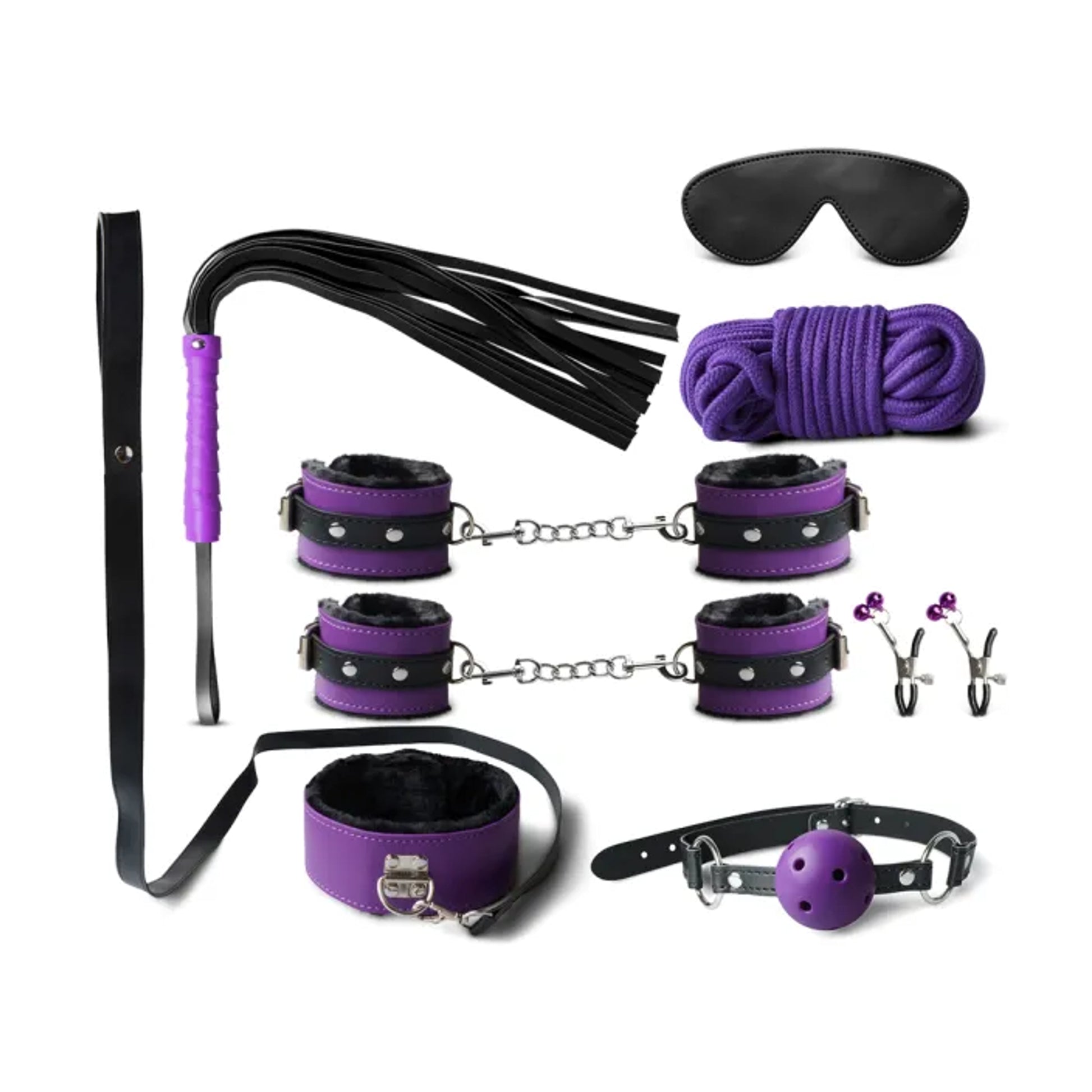 Luxe-AF 8 Piece Bondage Kit complete set layout