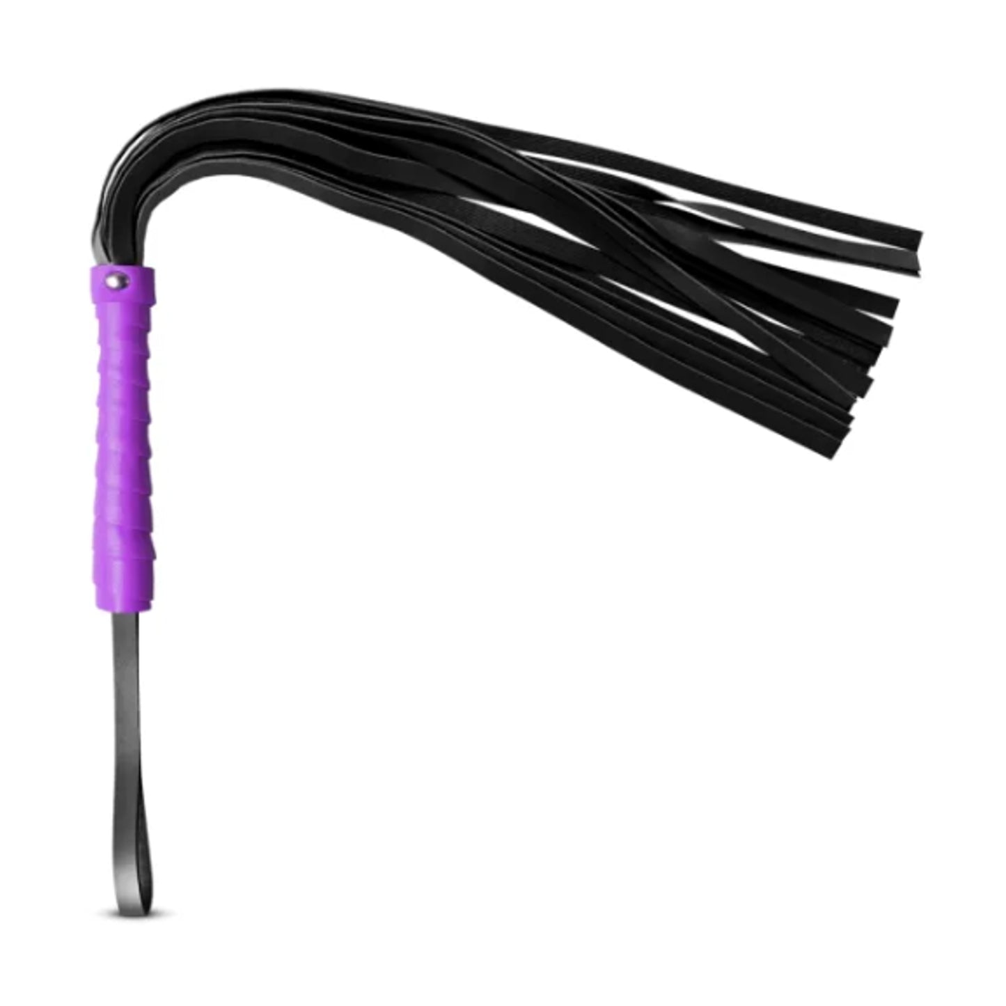 Purple and black flogger laid flat