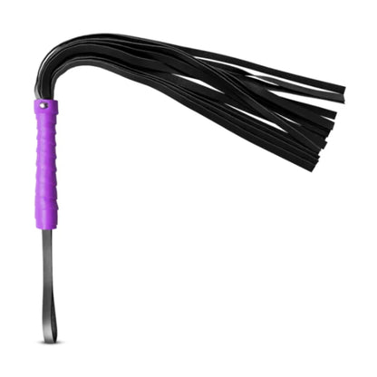 Purple and black flogger laid flat