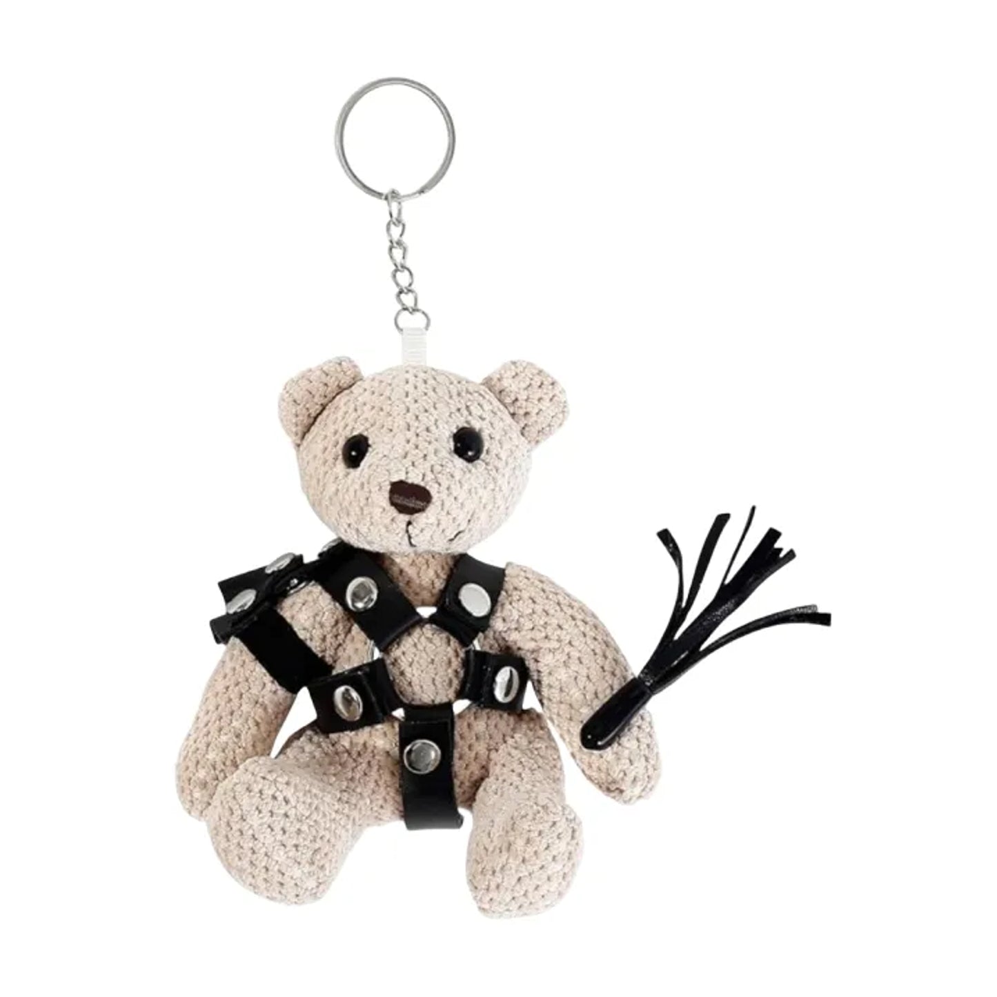 Luxe-AF BDSM Teddy Bear Keychain Black Harness front view