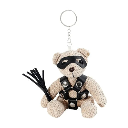 Luxe-AF BDSM Teddy Bear Keychain Black Harness & Mask front view