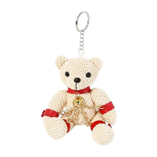 Luxe-AF BDSM Teddy Bear Keychain Red front view