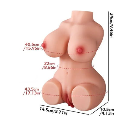 Bella Muse torso masturbator showing product dimensions 