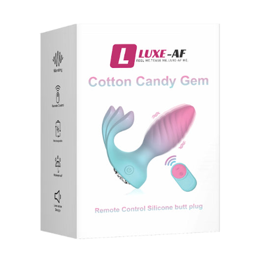 Luxe-AF Cotton Candy Remote Control Anal Plug in retail packaging